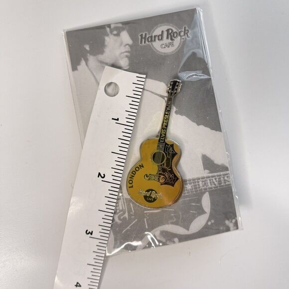 Hard Rock Cafe London Elvis Presley HOLLYWOOD Enamel Guitar Pin SEALED PACKAGE - Picture 6 of 6